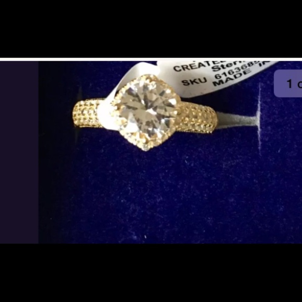 WHITE SAPPHIRE HALO RING- size 7